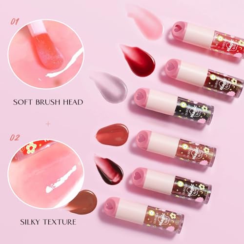Lip Oil, Nourishing and Hydrating Tinted Lip Oil, High-Shine Glimmer Finish, Non-Sticky, Long-Lasting and Volumizing Formula, 0.12 Fl Oz(06 Caramel)