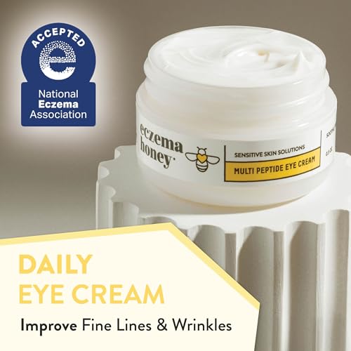 ECZEMA HONEY Multi Peptide Eye Cream - Anti Aging Eye Cream for Dark Circles & Puffiness - Facial Skin Care Products for Eczema, Dry & Sensitive Skin (0.5 Oz)