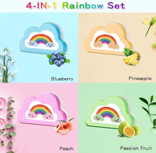 Rainbow Bath Bombs Gift Set for Kids - 4 Handmade Fizzy Balls