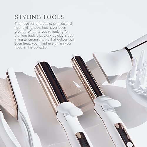 Kristin Ess Hair 1 1/4 Inch Rotating Curling Iron Pivot Wand for Beach Waves - Dual Voltage + Auto Shut Off - Long Barrel Salon Professional Hot Tool Curling Iron - Rotate + Spin to 90 Degrees