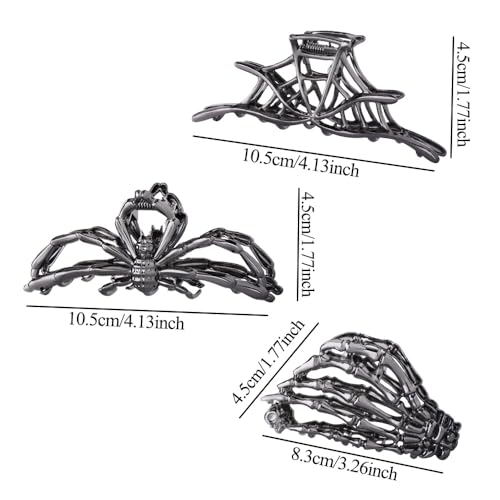 Spider Web Skeleton Hair Claw Clips - Set of 3