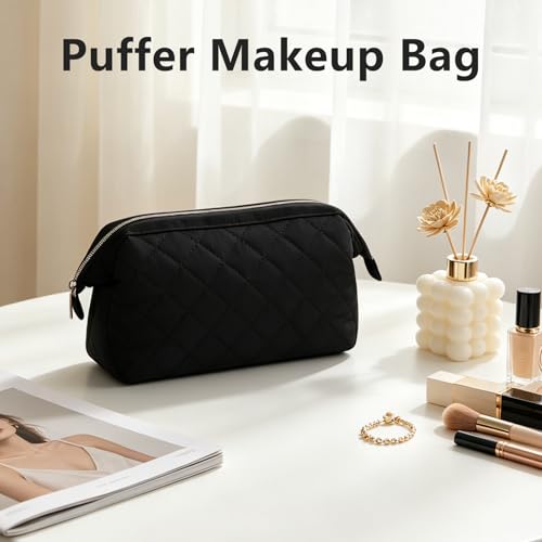 Wudygirl Puffy Padded Makeup Bag for Travel & Gym