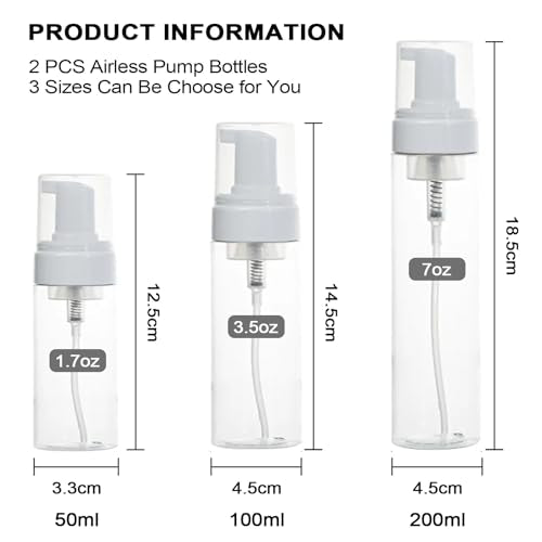Foam Pump Bottle 7oz 2-Pack Foaming Soap Dispenser