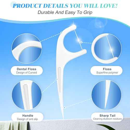 Individually Wrapped Floss Picks, 52 Count Multi-Color Oral Care Flossers for Adults with Handy Case, Mini Disposable Dental Floss Singles Bag for Travel, Hotel, Restaurant, Office, Car, Wedding