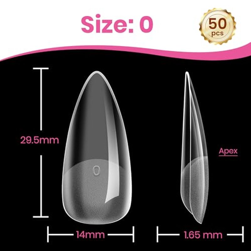 Beetles Tipex Lite Nail Tips Medium Stiletto Size 0 50pc