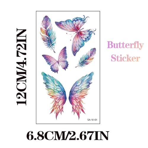 Glitter Butterfly Temporary Tattoos for Women - 50 Pieces