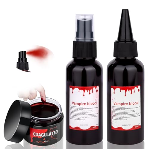 Halloween Fake Blood Makeup Kit 5.44oz - Realistic Spray & Dripping