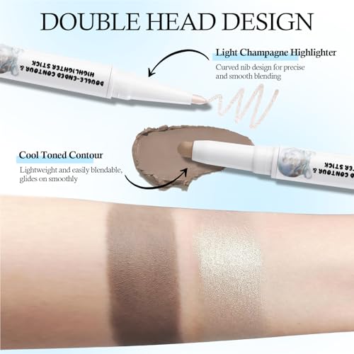 HOSAILY Dual Ended Contour & Highlighter Stick - Cool Toned, Long Lasting, 01