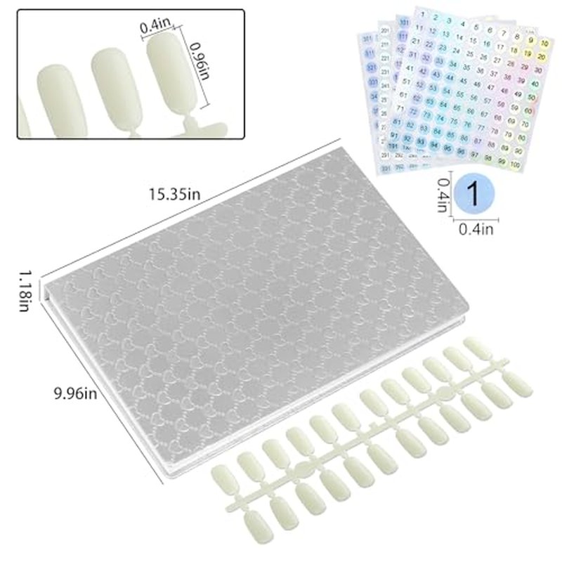 308 Colors Nail Display Swatches Book with 360 Tips for Nail Polish UV Gel Color Cards Nail Salon Tool Sample Display Nail Art for Nail Salons, DIY Nail Art at Home (Sliver)
