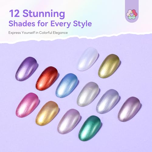 SAVILAND Shine Metallic Quick Dry Nail Polish Set - 12 Vibrant 8ml Colors for Nails