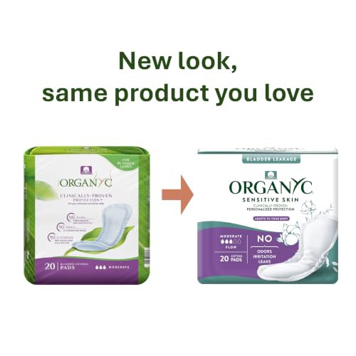 Organyc Organic Cotton Light Incontinence Pads Max Flow 16 Count - Sensitive Skin