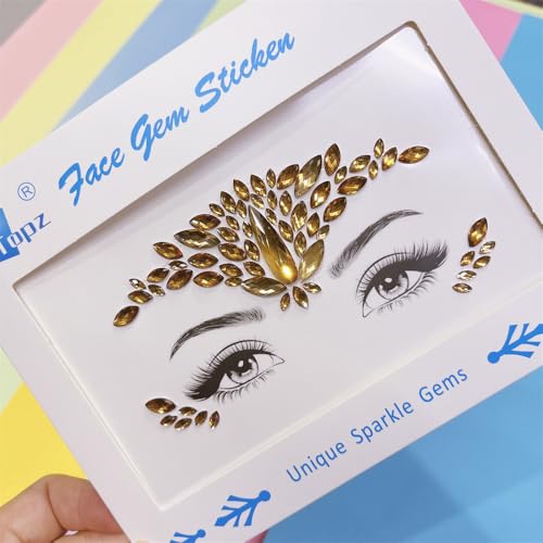 Gold Face Jewels for Festival, Wedding & Halloween Makeup