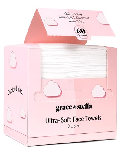 grace & stella Disposable Face Towels - 60 Count XL