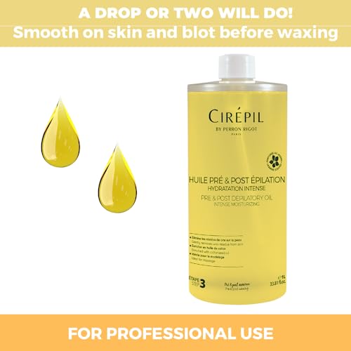 Cirepil - Pre & Post Depilatory Oil - Protects Skin for Comfortable Waxing & Removes Wax Residue - Soothing Jasmine Scented Formula - Professional Refill Bottle, 1000ml