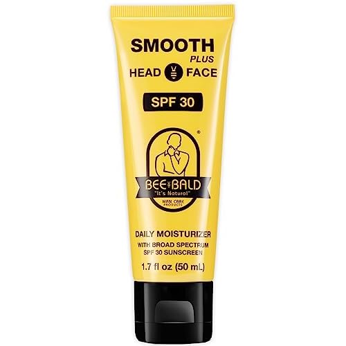 Bee Bald SMOOTH PLUS Head & Face Moisturizer with SPF 30 Sunscreen Lotion Protecting Skin From Harmful UVA/UVB Rays While Hydrating, Moisturizing and Toning, 1.7 Fl Oz