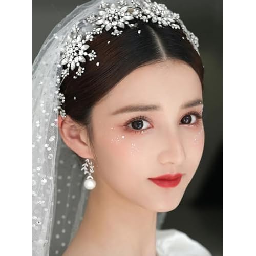 Xerling Silver Crystal Snowflake Christmas Headband Exquisite Snow Hairband Wedding Hair Hoop Accessories Xmas Headpiece Rhinestones Headwear for Women Girl