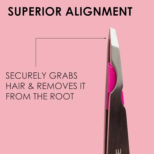 Japonesque Smart Guide Slant Tweezers ? Precision Eyebrow Plucking Tool with Slant Tip, Stainless Steel Hair Removal