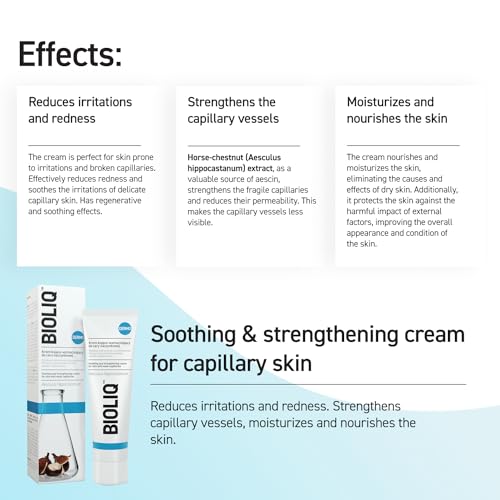 Bioliq - Dermo Soothing and Strengthening Cream for Couperose Skin - Enriched with Horse Chestnut Extract Reduces Redness and Irritation - 50ml