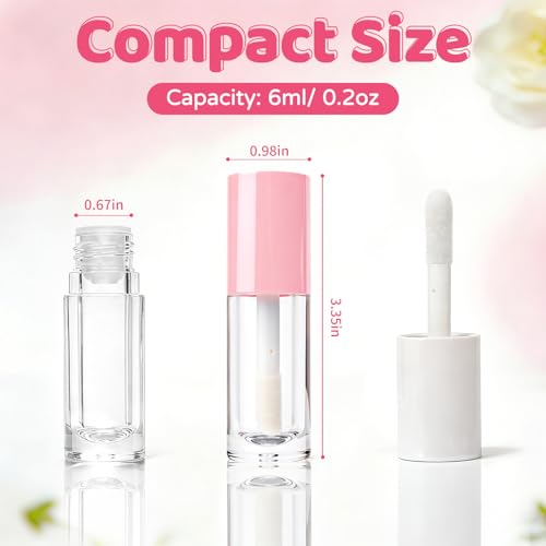 8 Pack 6ml Empty Lip Gloss Tubes with Wand & Rubber Insert