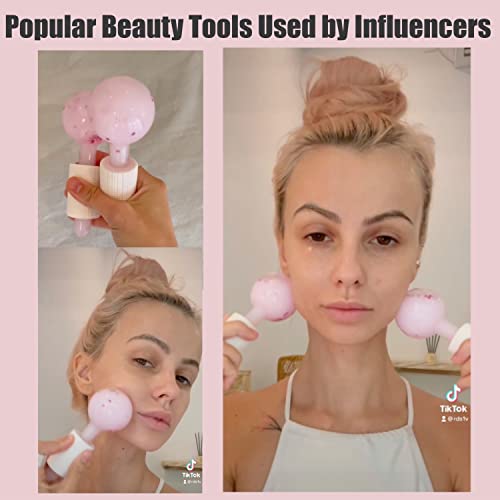 Ice Globes for Facials ? Facial Tools for Face & Eye Puffiness Relief, Cool Skincare Cryo Tools - Pink Drink Glitter