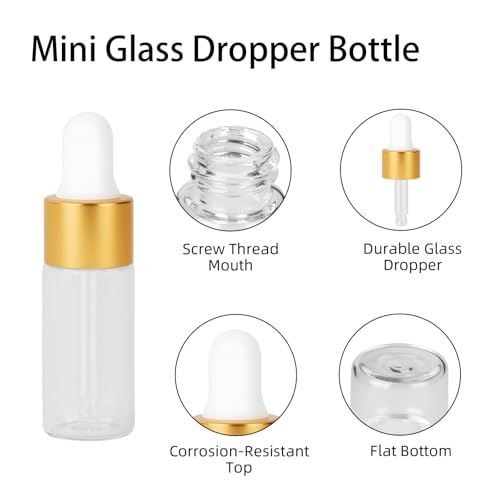 36-Piece 5ml Glass Dropper Bottles with Gold Caps