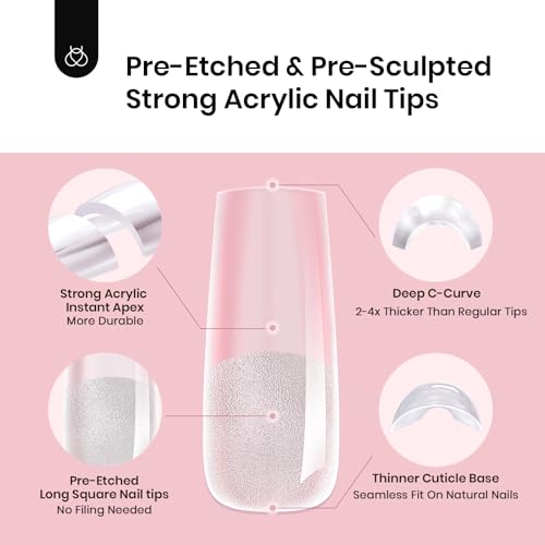 Beetles Tipex Instant Apex Nail Tips, Long Square, 16 Sizes