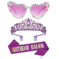Birthday Baddie Glasses Set with Tiara & Sash