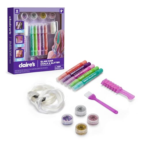 Claire's Hair Chalk & Glitter Styling Kit - 13 Piece Set