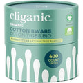 Cliganic Organic Bamboo Cotton Swabs, 400 Count - 100% Pure Natural Cotton, Chlorine-Free Hypoallergenic, Soft, Gentle & Absorbent Buds
