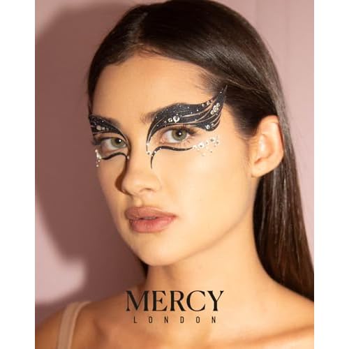 MERCY LONDON Black Swan Face Jewels Ballet Costume Accessories Face Gems Jewels All In One Headpiece Stick On