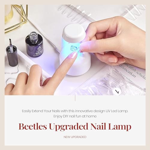 beetles Gel Polish 9 in 1 Nail Glue and Mini Uv Light Set for Easy and Fast Extension System Nail Gel Glue for False Nails Tips, Rhinestone, Base Gel, Blooming Gel