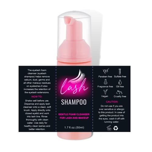 Lash Extension Aftercare Shampoo Labels 50pcs Stickers