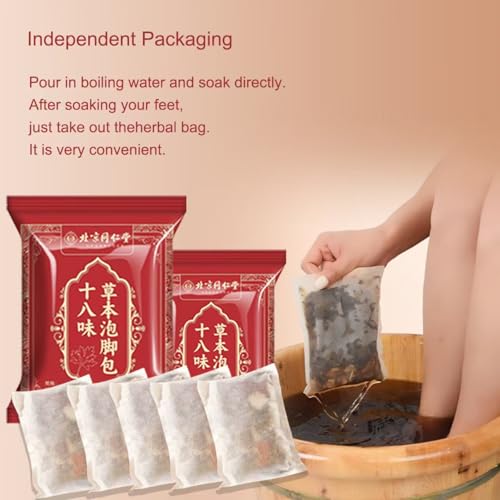 Natural Chinese Herbal Foot Bath Soak Bags - 30 Pack (900g) for Sleep