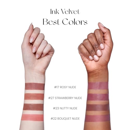Peripera Ink the Velvet Lip Tint - High Pigment Color, Longwear, Weightless, Gluten-Free, Paraben-Free (017 ROSY NUDE)