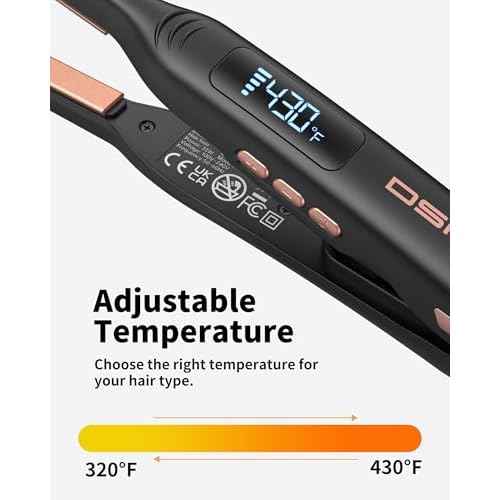Small Flat Irons for Short Hair, 3/10'' Pencil Flat Iron, Pixie Cut and Bangs, Mini Hair Straightener with LED Display, Tiny Hair Straightener with Temperature Adjustable, Auto Shut Off