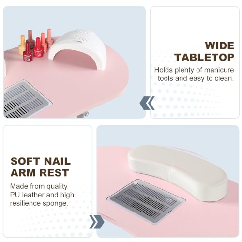 36" Portable Manicure Table with Dust Collector & Charging