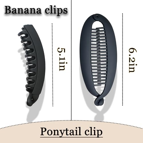 Matte Black Banana Hair Clip for Thick & Curly Hair