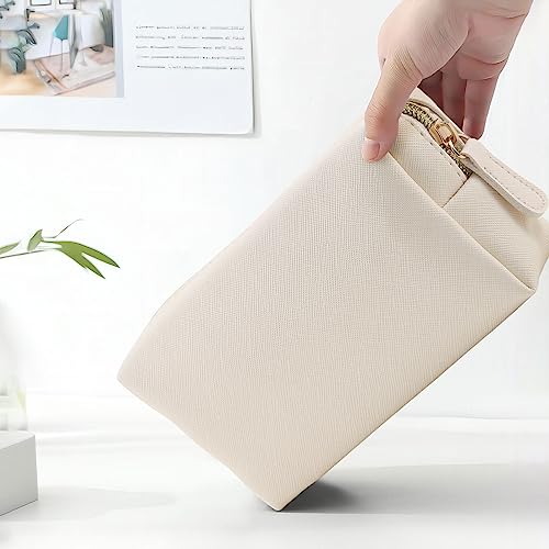 Waterproof Leather Makeup Bag with Zipper for Travel