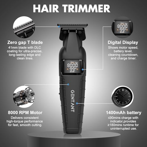 GenTant Professional Hair Trimmer Kit for Men - Cordless T-Blade Clippers