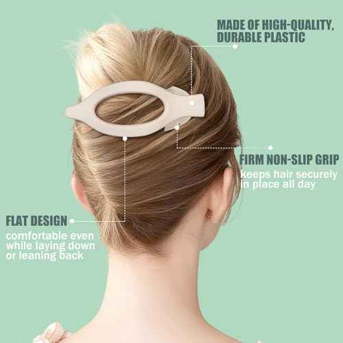 Flat Hair Clips for Women - 6 PCS French Flat Claw Clips Medium Hair Clips for Girls Large Hair Claw Clips for Thick or Thin Hair Strong Hold No Slip Hair Accessories for women (Basic)