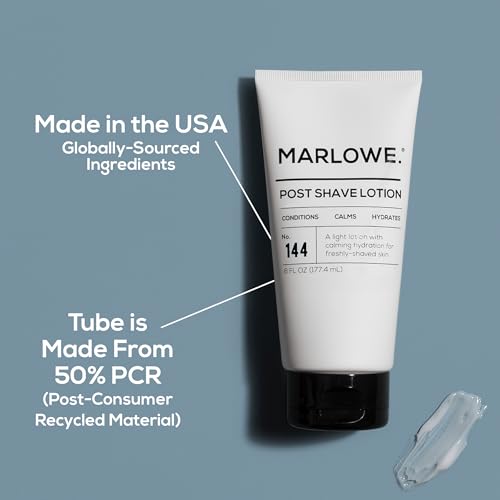 MARLOWE. No. 144 Post Shave Lotion 6 oz, Conditioning Aftershave with Green Tea, Deep Sea Algae, Willow Bark & Passion Flower Extract, Hydrates, Calms & Nourishes Skin, Aloe Citron Scent