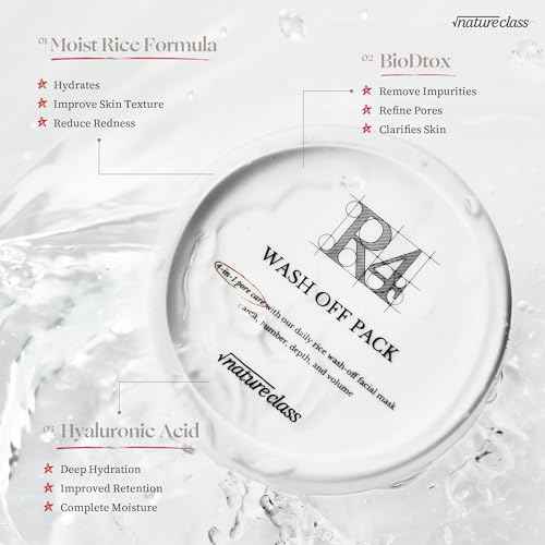 R4 Rice Wash Off Facial Mask ? 4-in-1 Korean Skin Care, Pore Refining, Gentle Exfoliating, Hydrating, Smooth Texture, Rice Ferment & Enzyme, Soft Cream Wash-Off, 3.38 fl oz