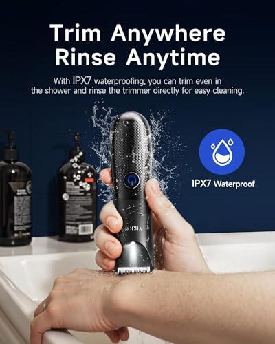 VIKICON Waterproof Manscape Trimmer for Men with LED Light