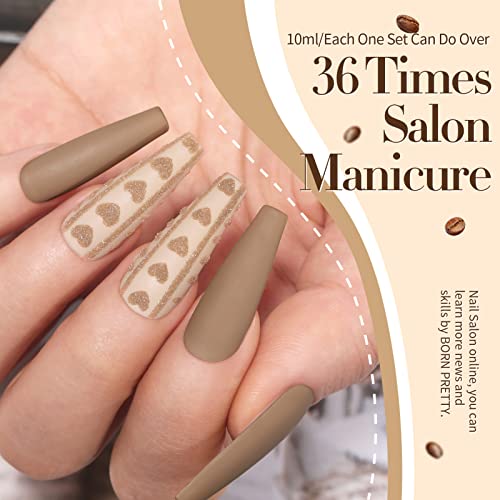 Born Pretty Nude Brown Gel Nail Polish Set - 6 Pcs Fall Winter Neutral Kit