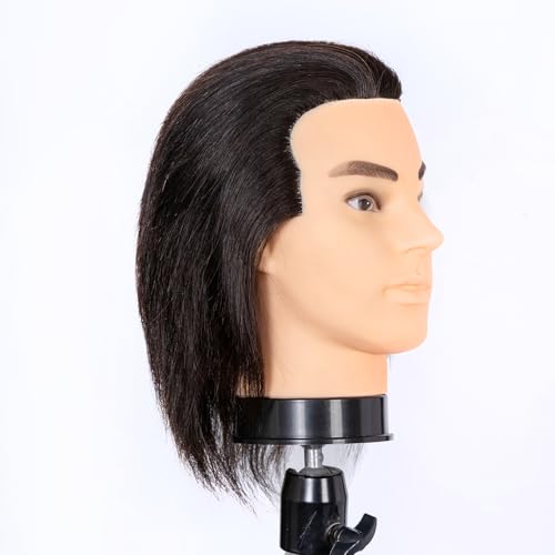 Male Mannequin Head 100% Human Hair with Stand
