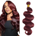 #99J Burgundy Body Wave Human Hair Bundles - 16 Inch, Double Weft