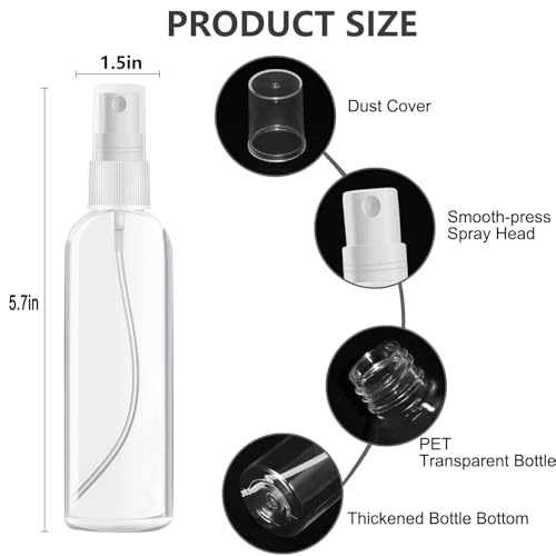 4 Pack 3.4oz TSA Approved Travel Bottles - Refillable Plastic Spray Containers