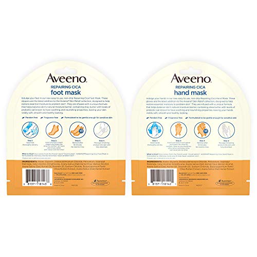 Aveeno Repairing CICA Foot & Hand Mask with Prebiotic Oat & Shea Butter
