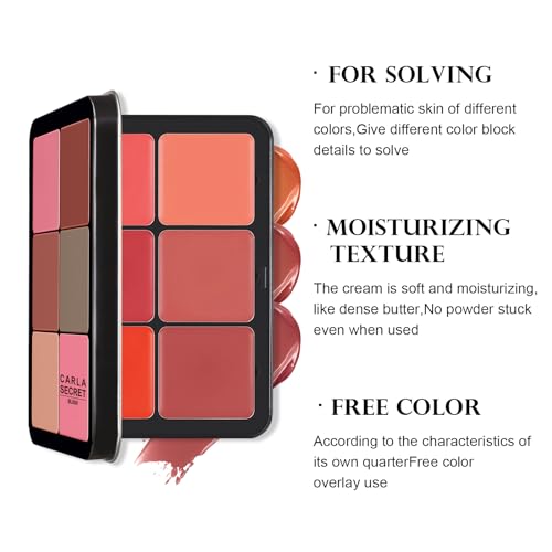 HOSAILY 12-Color Cream Blush Palette Waterproof Long Lasting Matte Face Makeup