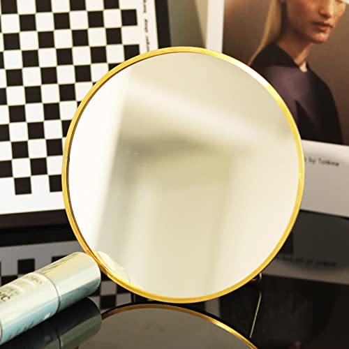 Gold Round Vanity Makeup Mirror 6.3 x 5.9 in — LONGSHENG Desk/Tabletop Mirror